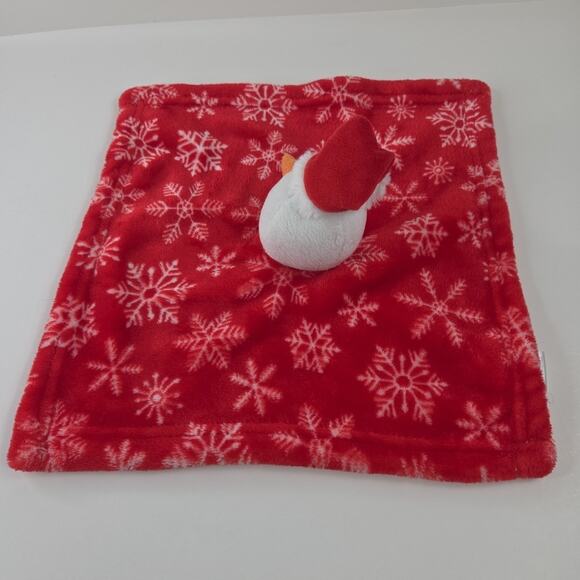 HB Snowman Lovey 13-1/2 Inch Security Blanket Christmas Snowflake Print Fleece - Picture 5 of 13